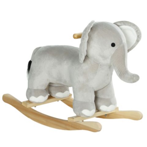 Детская игрушка Qaba Elephant Rocker with Realistic Sounds Rocking Horse, 88 lbs. Capacity, Ages 2-4, цвет: Серый