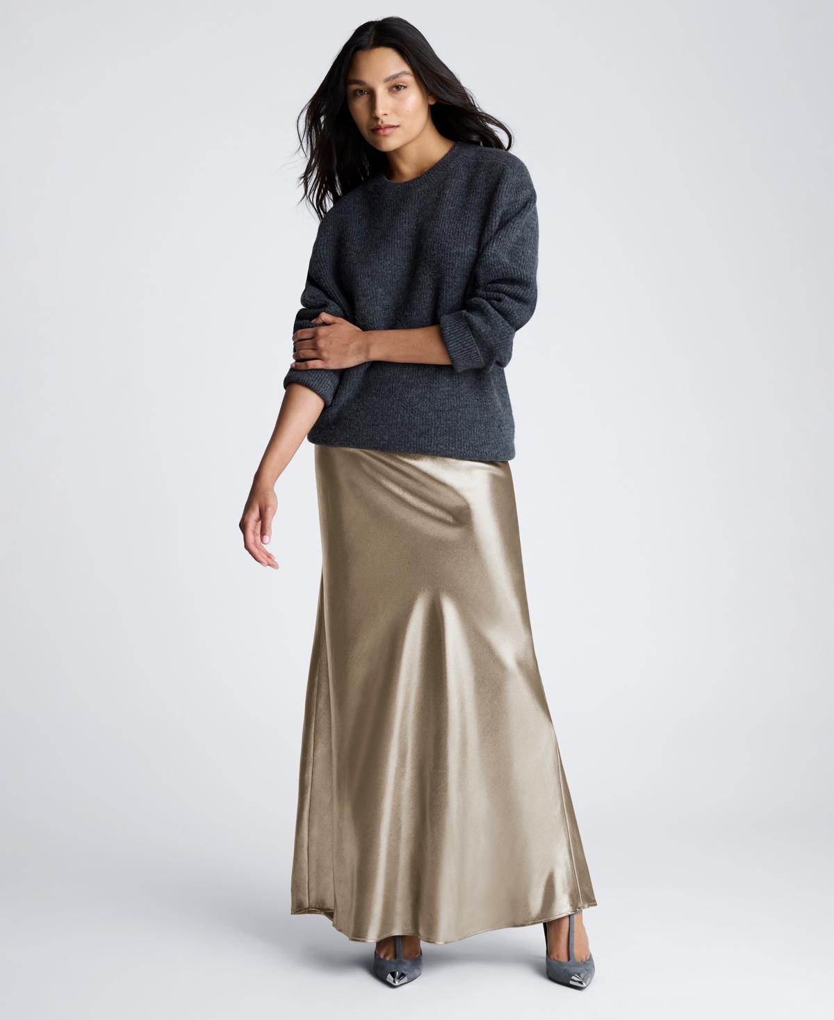 KENNETH COLE WOMEN'S SATIN PULL-ON MAXI SLIP SKIRT 