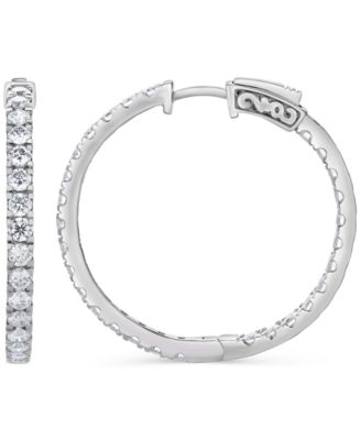 Macy's - Diamond In & Out Hoop Earrings (3 ct. t.w.) in 14k White Gold