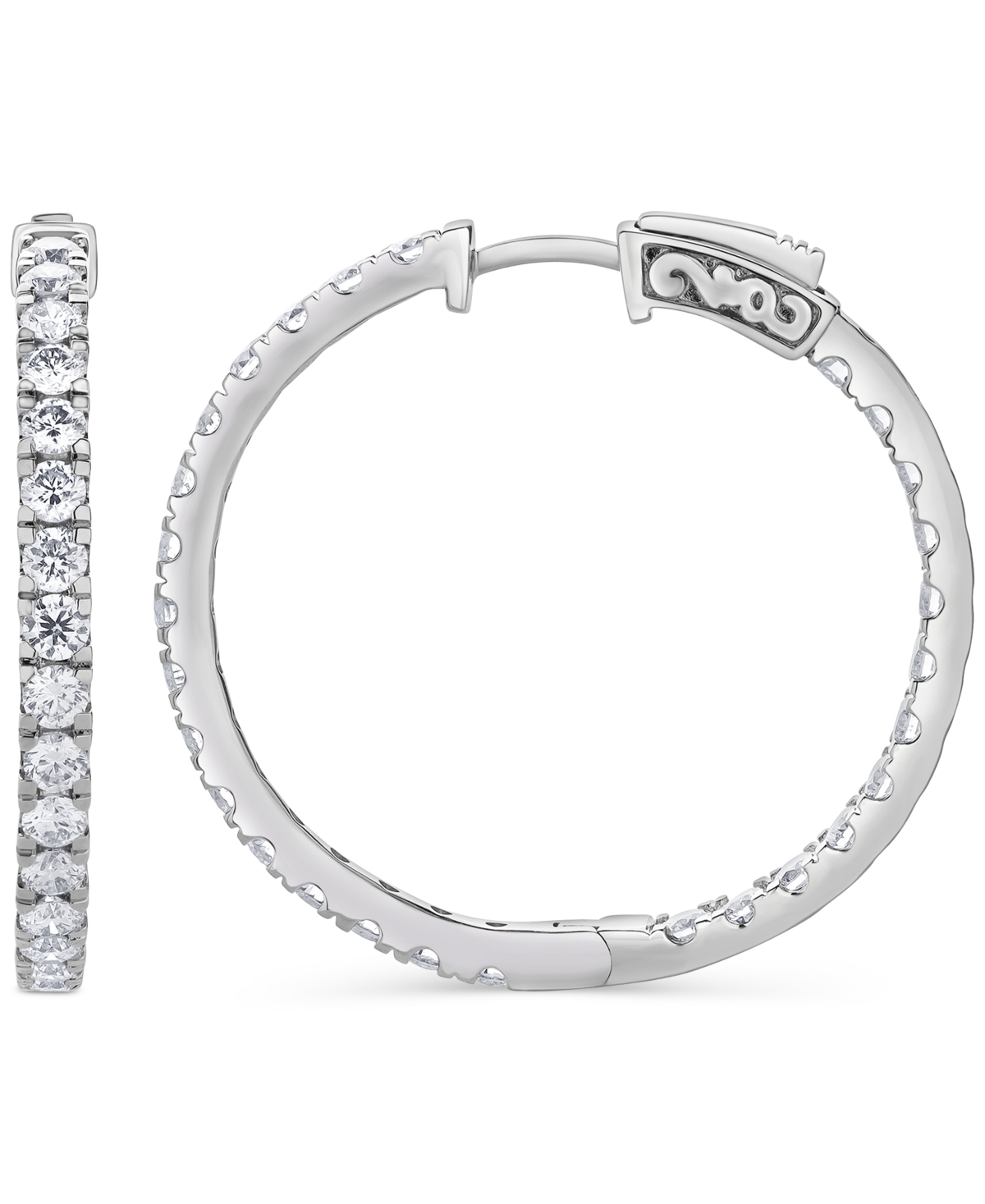 Diamond In & Out Hoop Earrings (3 ct. t.w.) in 14k White Gold - White Gold