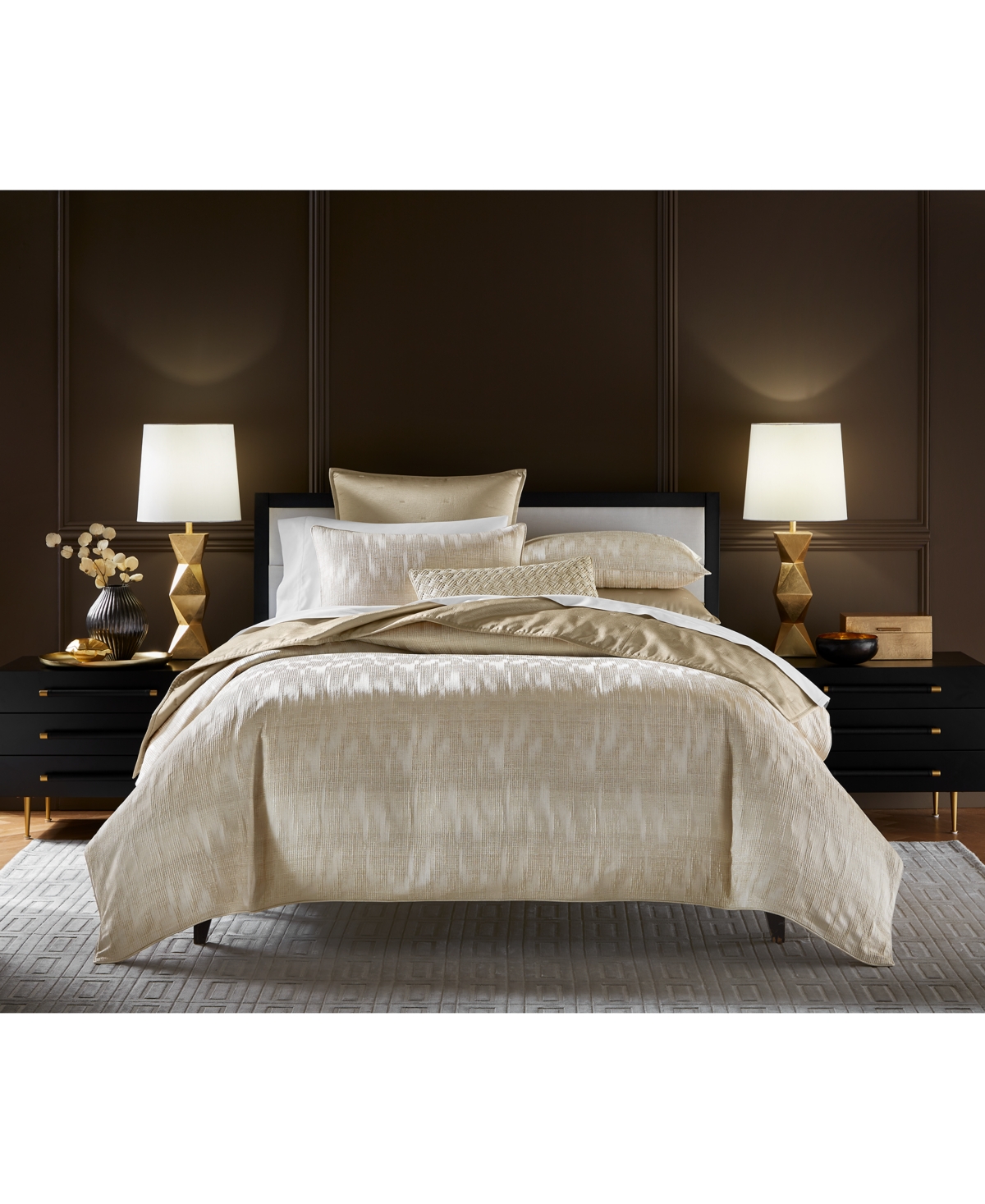 Hotel Collection Gilded Stripe Duvet Cover Set, King, Exclusively At Macy's In Gold