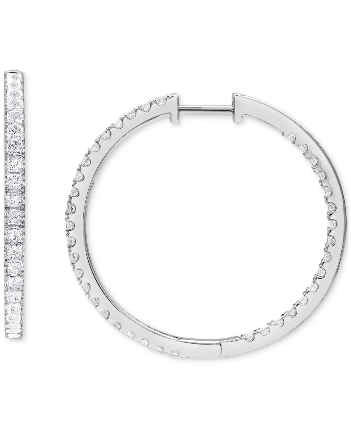 Macy's Diamond In & Out Hoop Earrings (2 Ct. T.w.) In 14k White Gold In White Gold