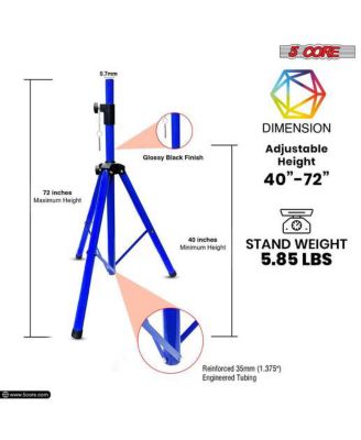 Speaker Stand Tripod Heavy Duty Adjustable Up to 72 Inch DJ Studio Monitor Stands Pole Mount - BLUE - 2PCS