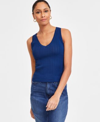 I.N.C. International Concepts - Women's Sleeveless Ribbed-Knit Sweater Top