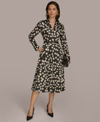 【Donna Karan New York】Floral-Print Belted Midi Dress Donna Karan New York Plus Size Floral-Print Belted Midi