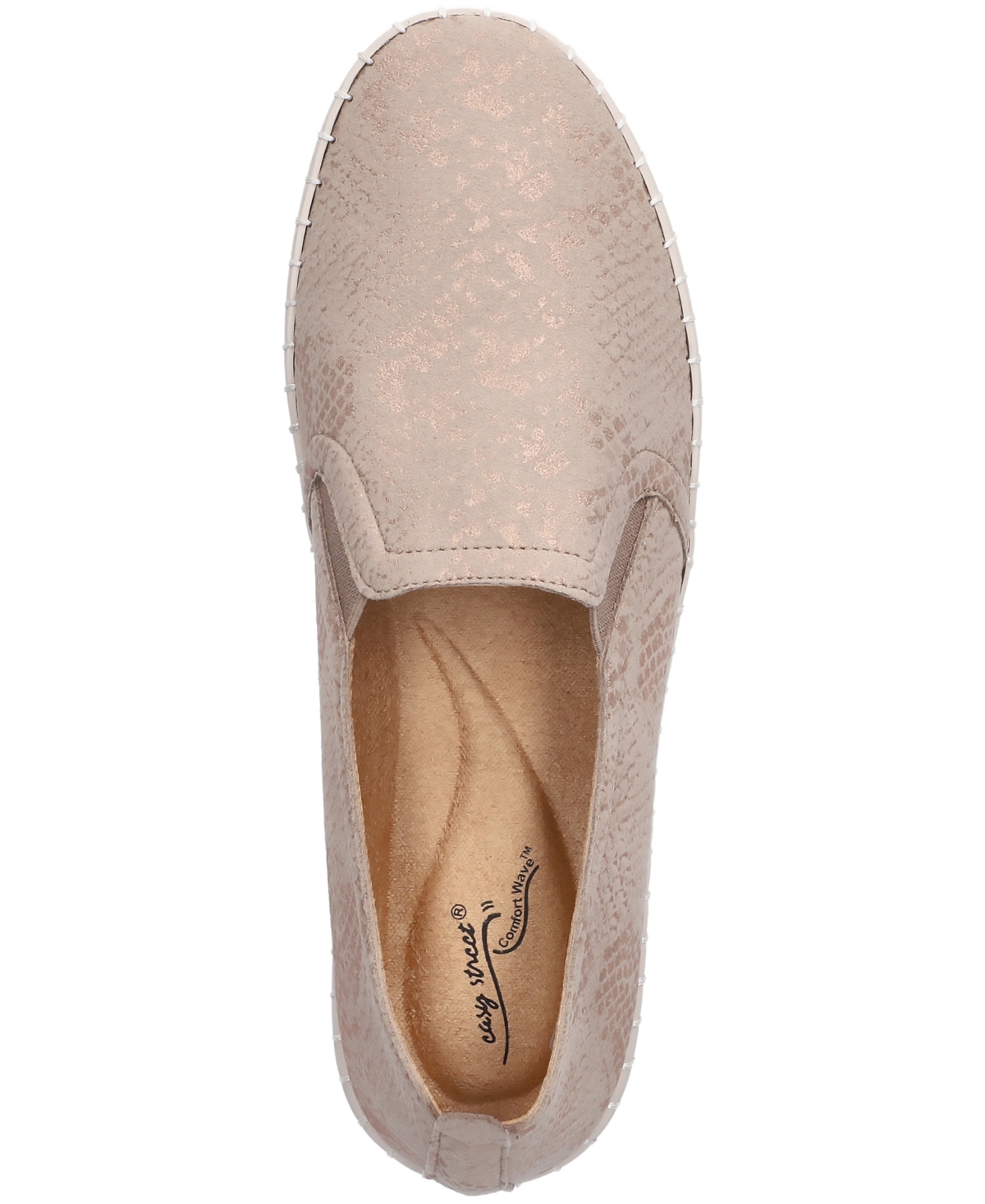 Shop Easy Street Women's Fresh Slip On Sneakers In Champagne Snake