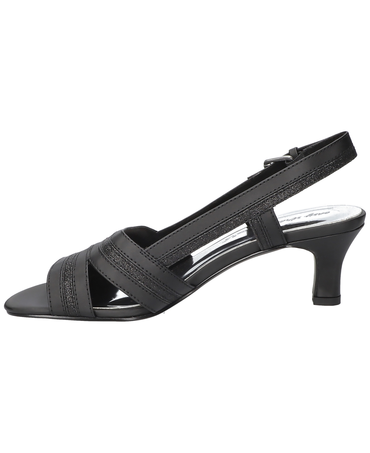 Shop Easy Street Women's Meghan Slingback Heeled Sandals In Black Satin