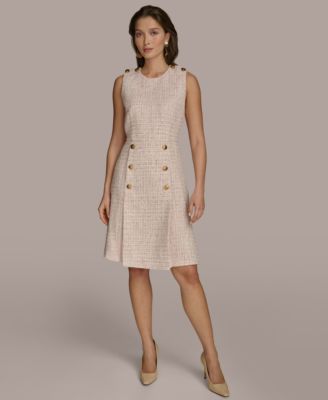【Donna Karan New York】Double-Breasted Tweed Dress Donna Karan New York Double Breasted Tweed Sheath Dress
