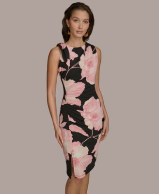 Donna Karan New York Women's Floral Ruched Sheath Dress - Macy's