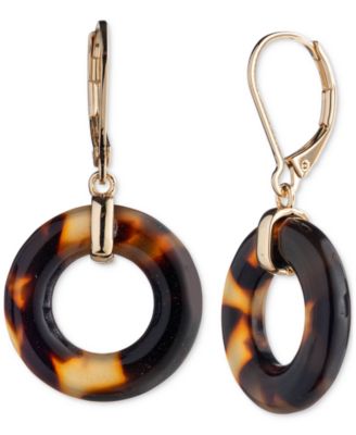 Lauren Ralph Lauren - Gold-Tone Tortoise-Look Circle Drop Earrings