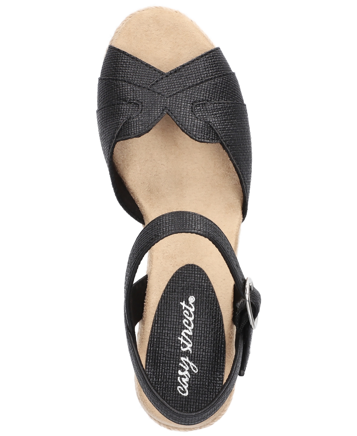 Shop Easy Street Women's Miramar Espadrille Wedge Heel Sandals In Black