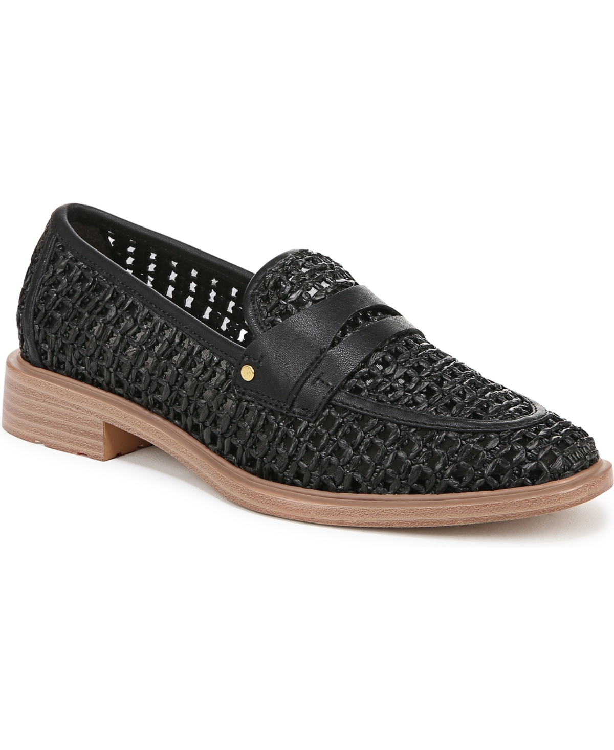 Women's Edith Almond Toe Penny Loafers - Alabaster Beige Weave Fabric