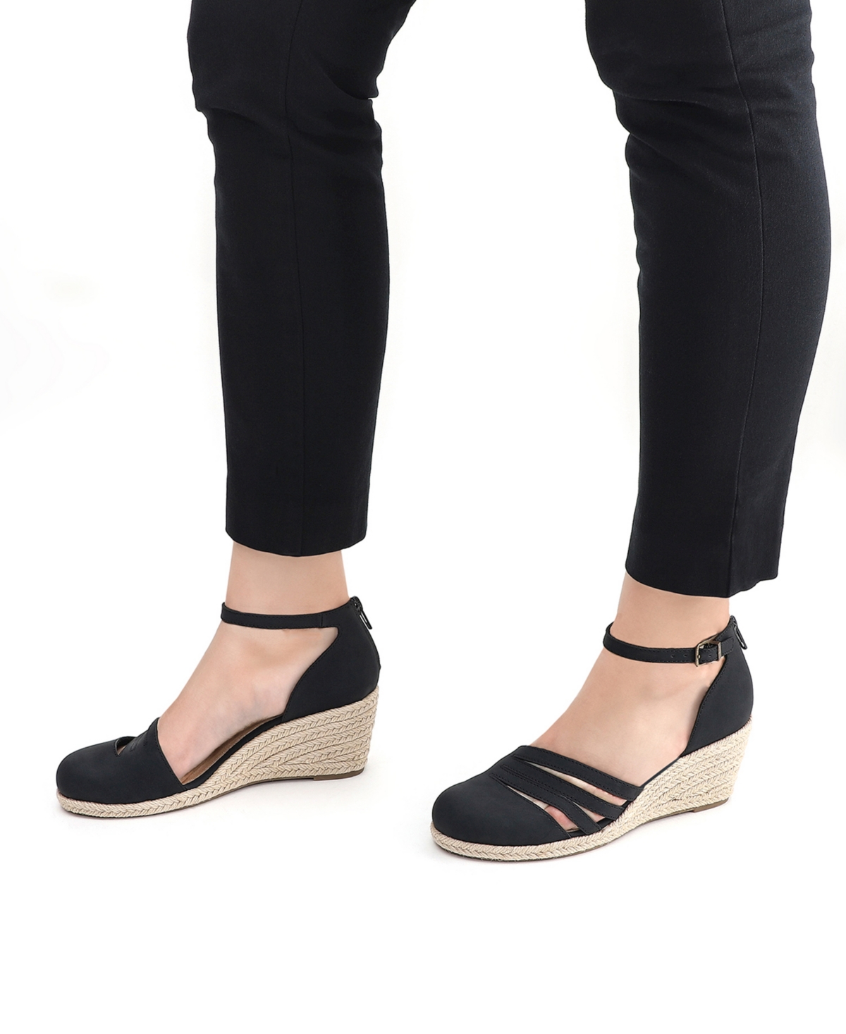 Shop Easy Street Women's Daytona Espadrille Wedge Sandals In Black