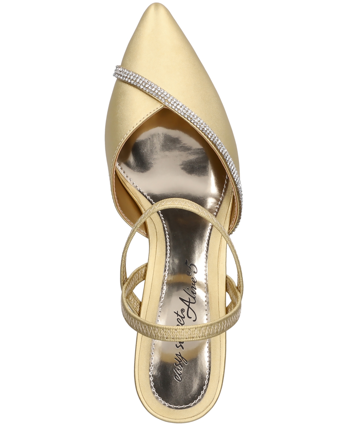 Shop Easy Street Women's Unna Slip-on Pumps In Gold Satin W,stones