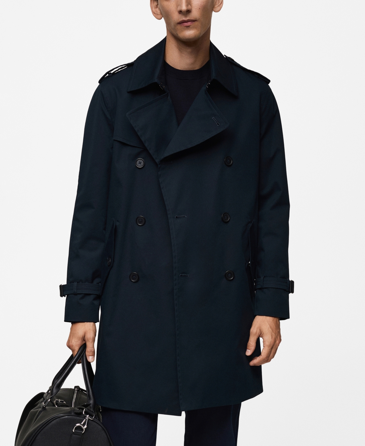 Mango Men's Belted Water-repellent Trench Coat In Dark Navy