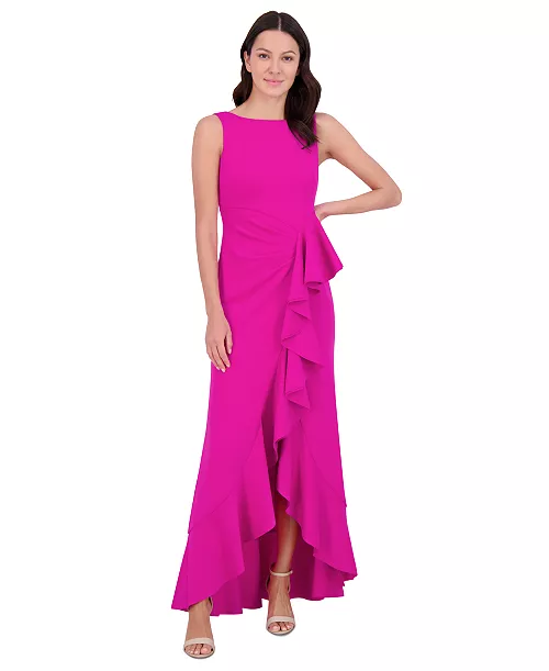 women's sleeveless cascading-ruffle gown