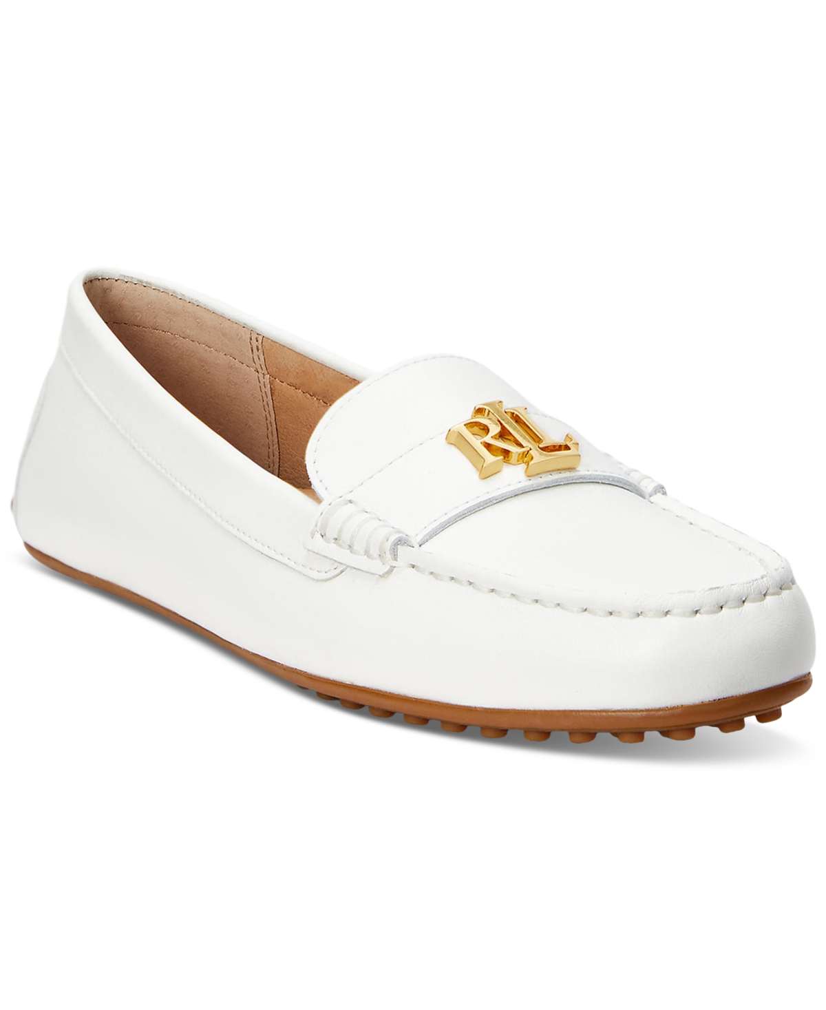 Ralph Lauren Barnsbury White Leather Loafers In White