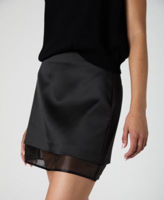 Women's Structured Satin Mini Skirt