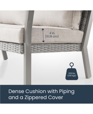 5 Piece Set, 2 Lounge Chairs & Ottomans, 1 Coffee Table, Gray & Beige