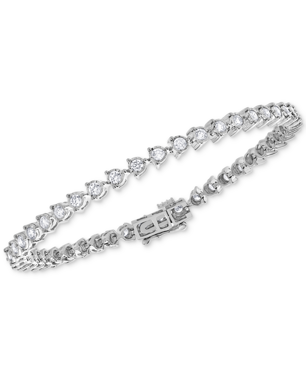 Macy's Diamond Tri Prong-set Tennis Bracelet (2-3/8 Ct. T.w.) In 10k White Gold In White Gold