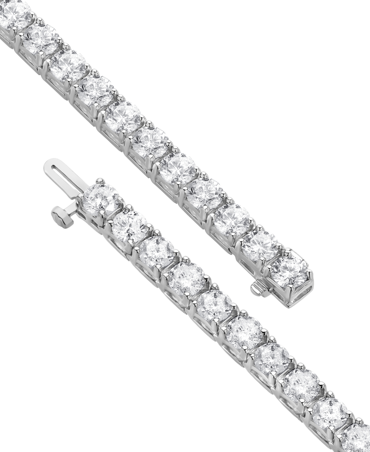 Macy's Diamond Prong-set Tennis Bracelet (12 Ct. T.w.) In 14k White Gold In White Gold