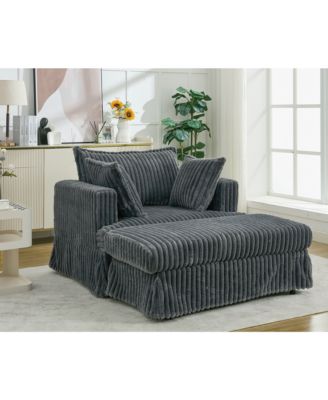Oversized Corduroy Chaise Lounge with Ottoman