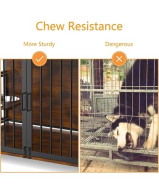 Furniture Style Dog Crate Large Dogs Indoor Heavy Duty Dog Kennels with 2 Stainless Steel Bowls