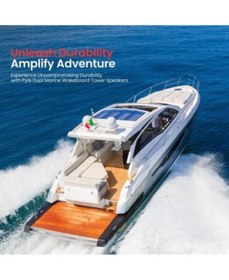 6.5" Marine Wakeboard Tower Speakers - 200W Waterproof, Dual Bullet Style, White (PLMRW65