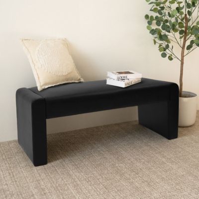 47" Faux Leather Upholstered Bedroom Waterfall Benches