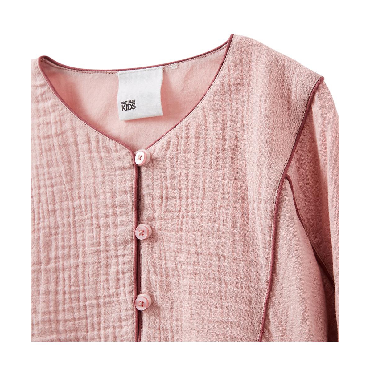 Cotton On Little Girls Corra Long Sleeve Dress -vintage berry