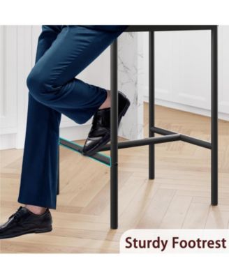 Bar Stools Set of 2, Upholstered Counter Height Barstools with Back, Kitchen Bar Stools with Footrest, Bar Chairs for Kitchen Island, Counter Bar, Easy Assembly