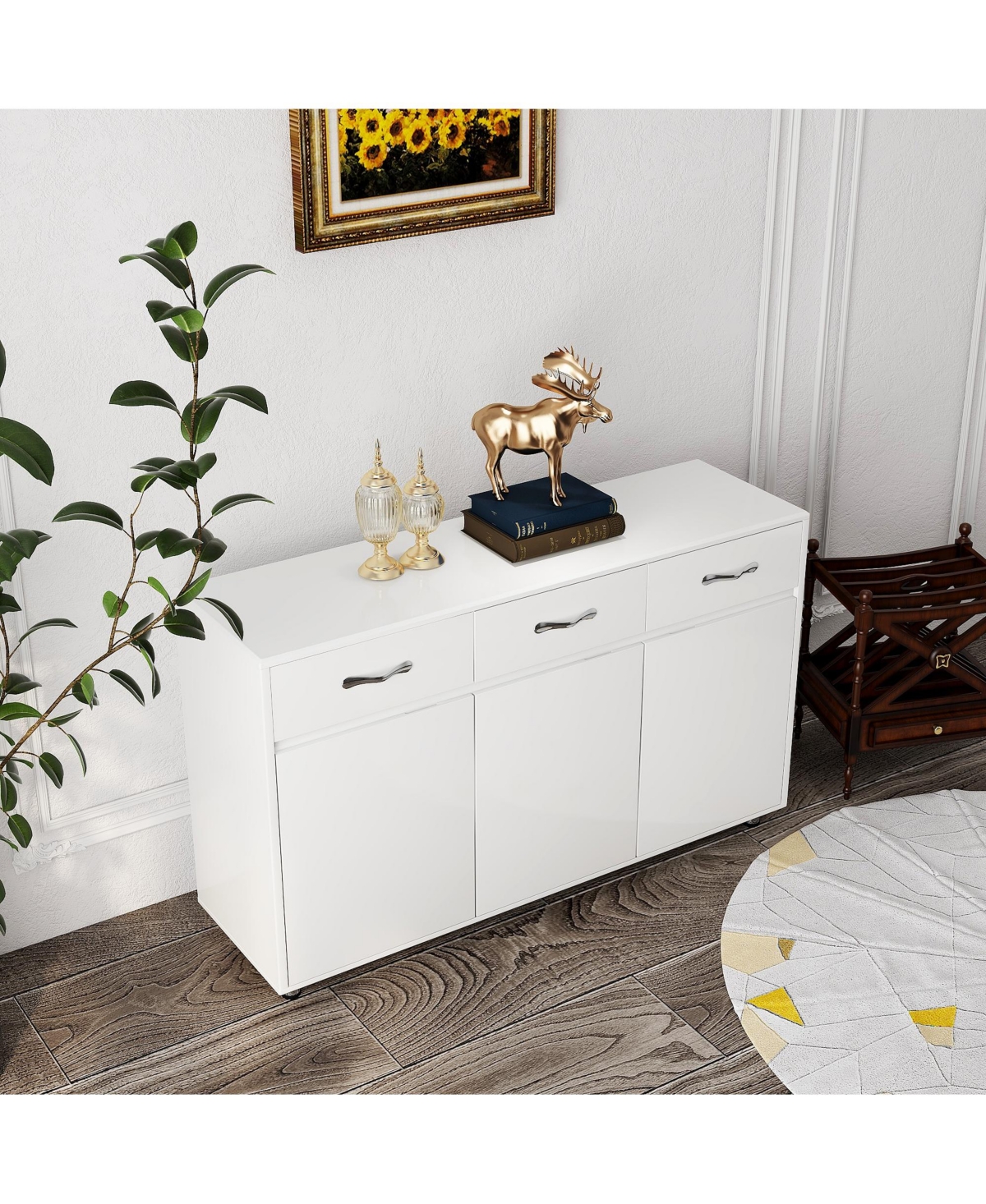 Slickblue Three-Door Side Table - Stylish Storage Solution for Living Room or Bedroom Decor
