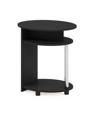 Mid-Century 3-Tier Oval End Table Space-Saving Nightstand Living Room Furniture w/Open Storage Shelf Accent Sofa Side Coffee Table