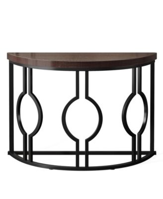 43 Inch Industrial Semi Circle Sofa Table with Geometric Base,Half Moon Console Table for Entryway