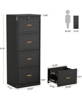 4-Drawer File Cabinet, Vertical Filing Cabinet with Lock, Wood Storage Cabinet , Locable File Cabinet for A4/F4/Letter/Legal Size Files
