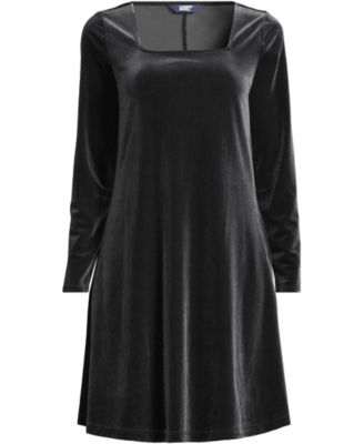 Women's Knit Velvet Square Neck Dress