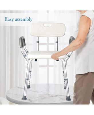 Adjustable Shower Chair – Padded Seat with Armrests & Backrest, Slip-Resistant Design, Supports Up to 350 lbs for Bathtub Use