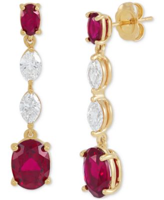 Lab Grown Emerald (2-3/4 ct. t.w.) & Lab Grown Diamond (3/4 ct. t.w.) Drop Earrings in 14k Gold (Also in Lab Grown Ruby & Lab Grown Sapphire)