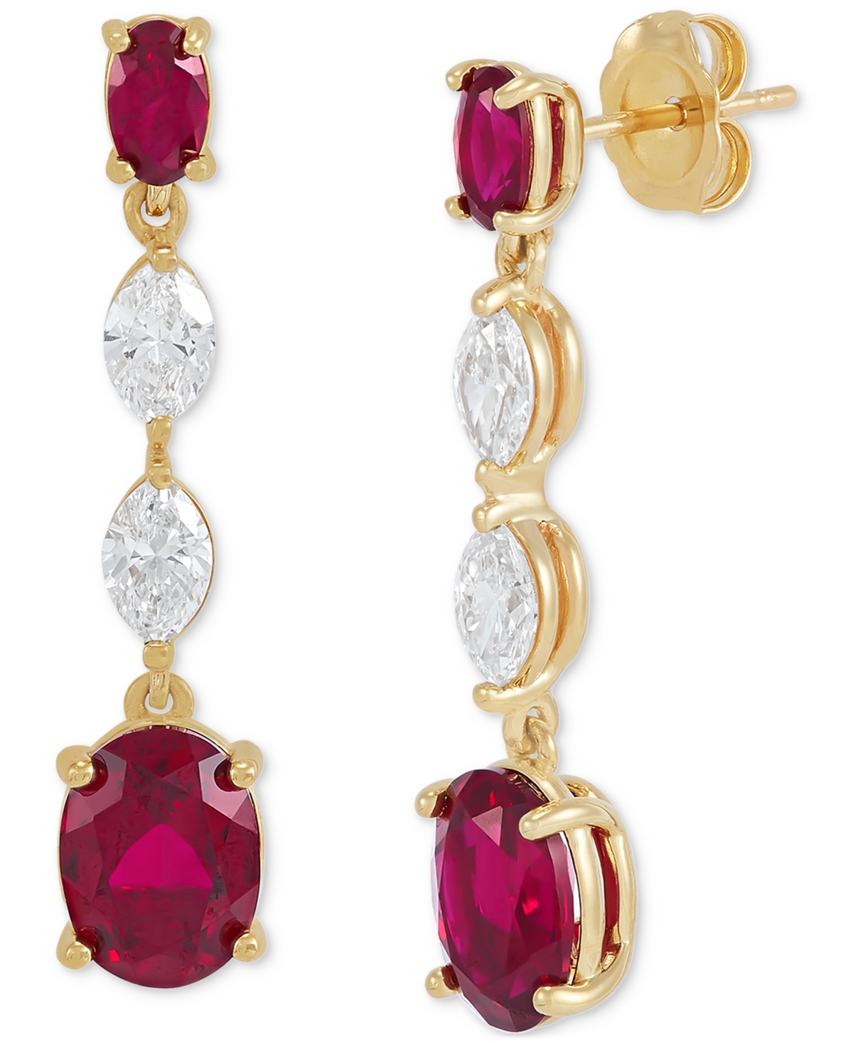 Grown With Love Lab Grown Emerald (2-3/4 Ct. T.w.) & Lab Grown Diamond (3/4 Ct. T.w.) Drop Earrings In 14k Gold (als In Ruby