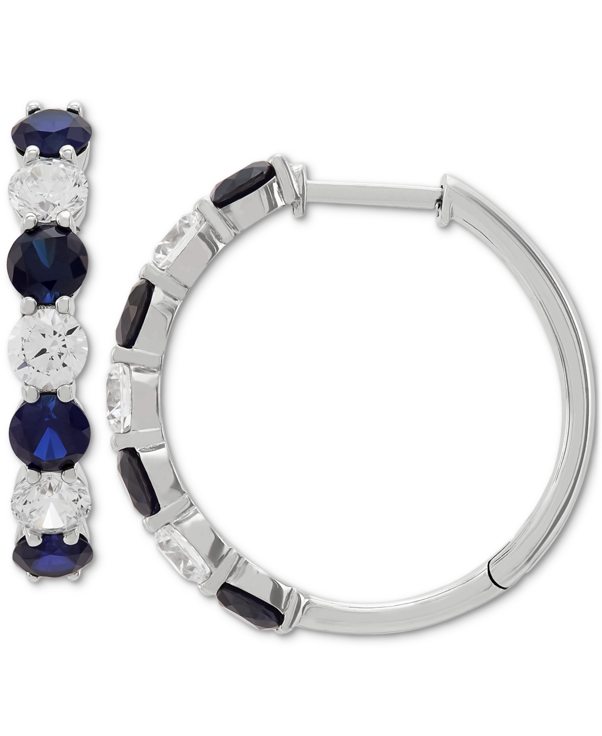 Grown With Love Lab Grown Emerald (1-7/8 Ct. T.w.) & Lab Grown Diamond (1-1/2 Ct. T.w.) Small Hoop Earrings In 14k G In Sapphire