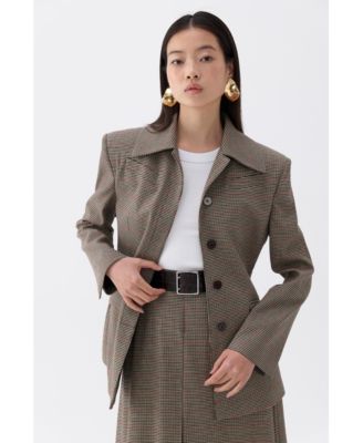 Women's Plaid Padded Shoulder Jacket