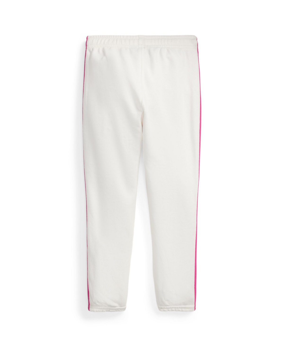 Polo Ralph Lauren Toddler And Little Girls Striped French Terry Jogger Pant In Paper White With Belmont Pink