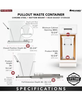 Pullout Trash Can 35 qt. for Kitchen Cabinets, Blue, RV-12KD-22C-S