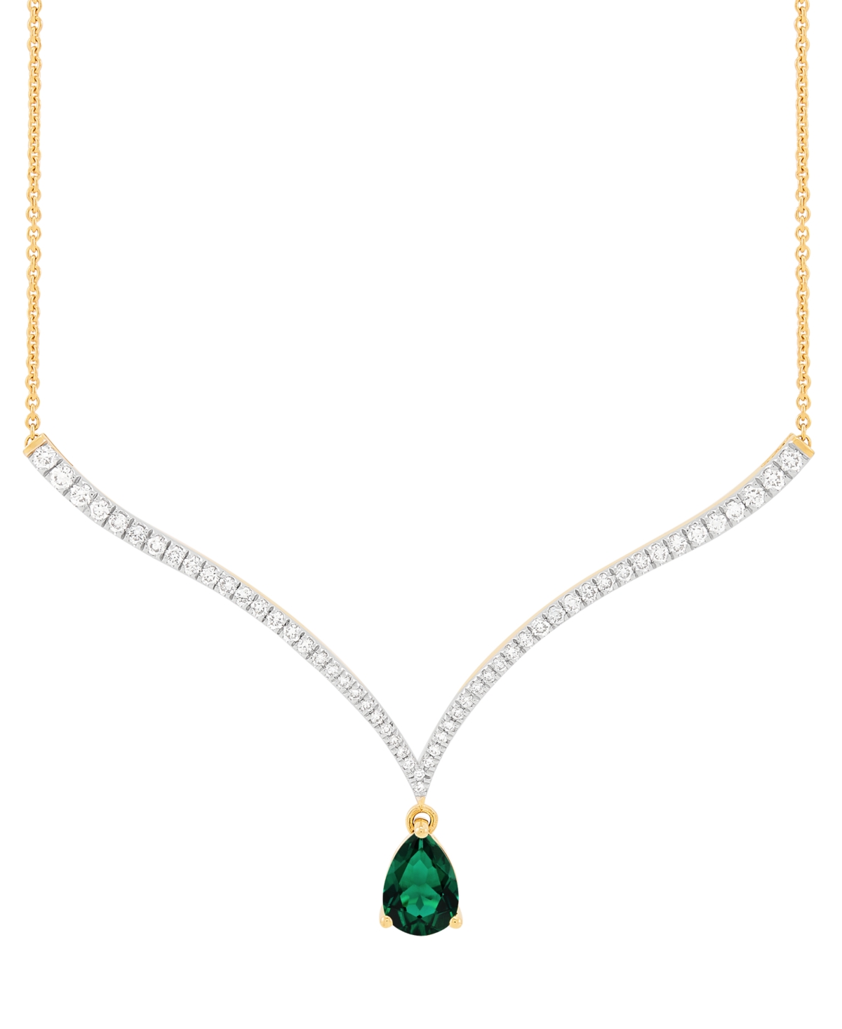 Grown With Love Emerald (1-1/2 Ct. T.w.) & Lab Grown Diamond (1 Ct. T.w.) Fancy 18" Pendant Necklace In 14k Gold (al In Emerald