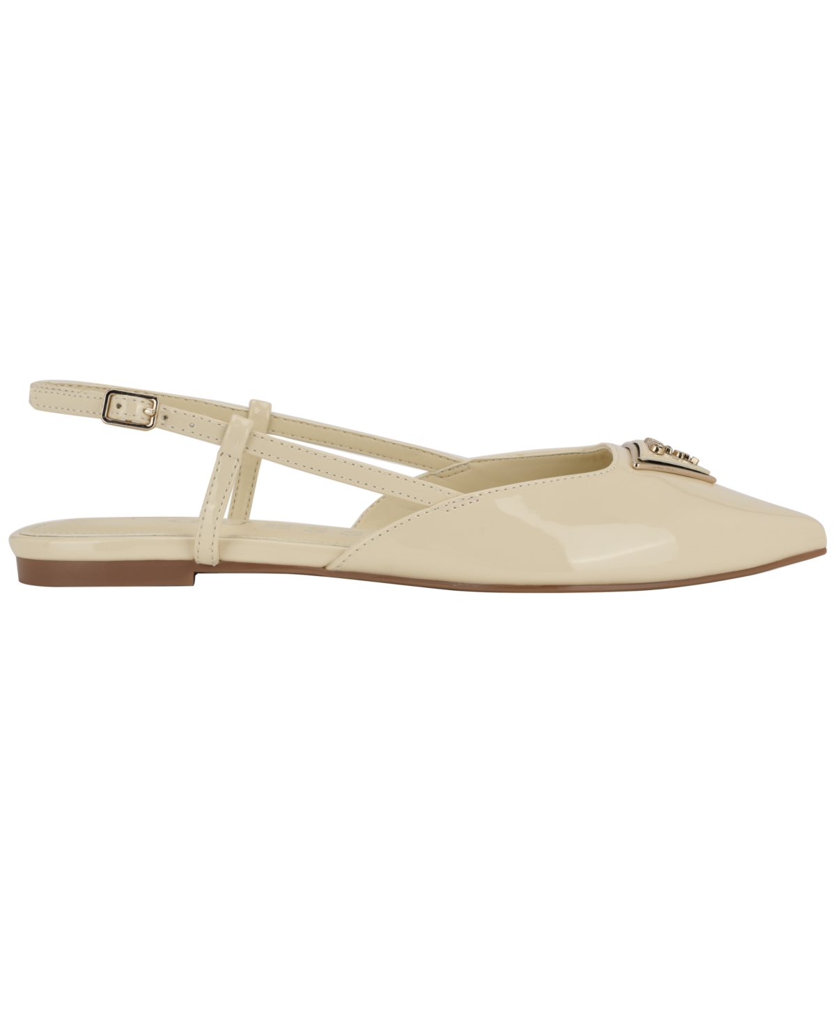 Guess Women's Bemas Pointed Toe Triangle Slingback Flats In Ivory Patent