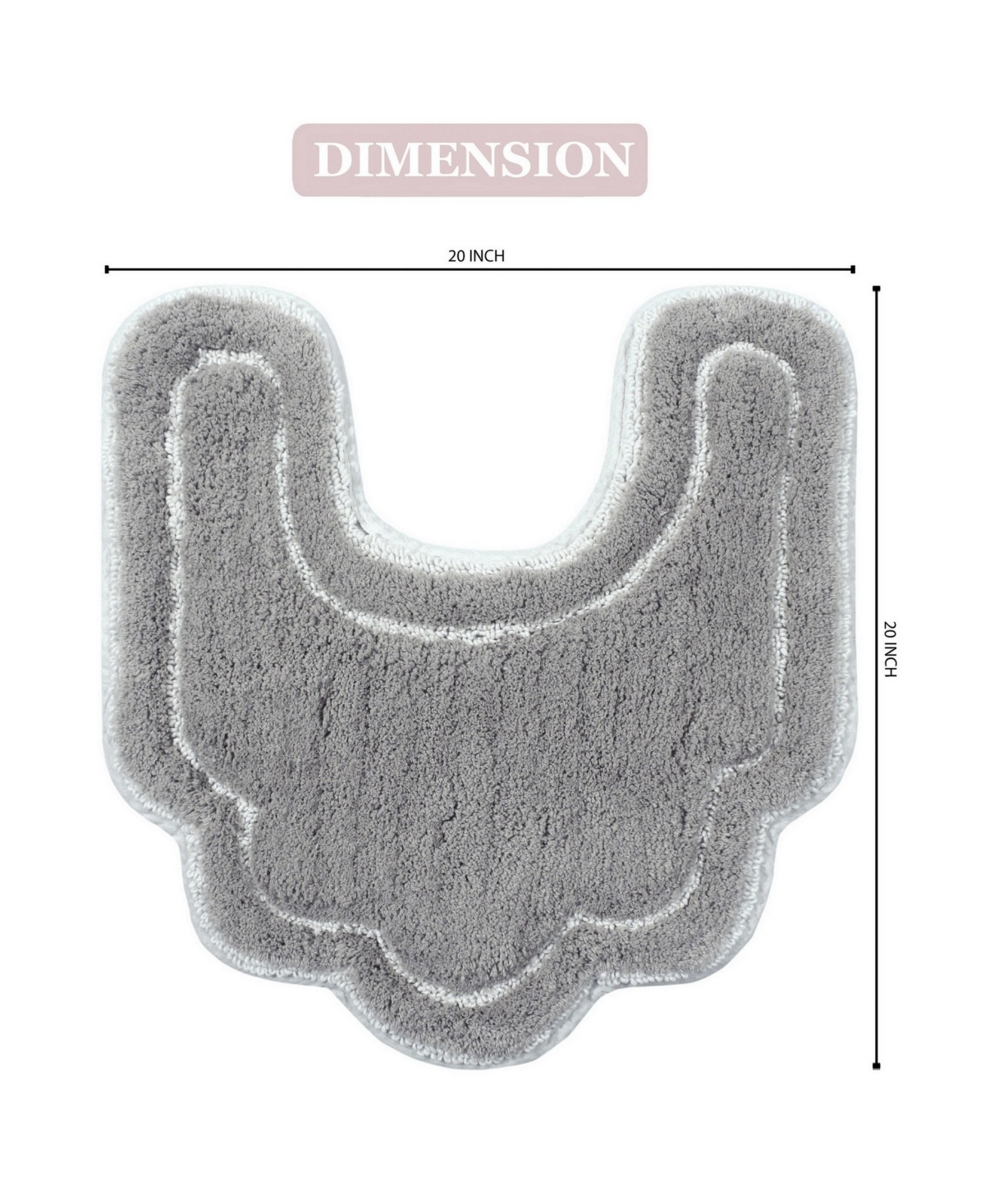 Home Weavers Allure Bathroom U-shape Contour Toilet Rug, 20" X 20" In Gray