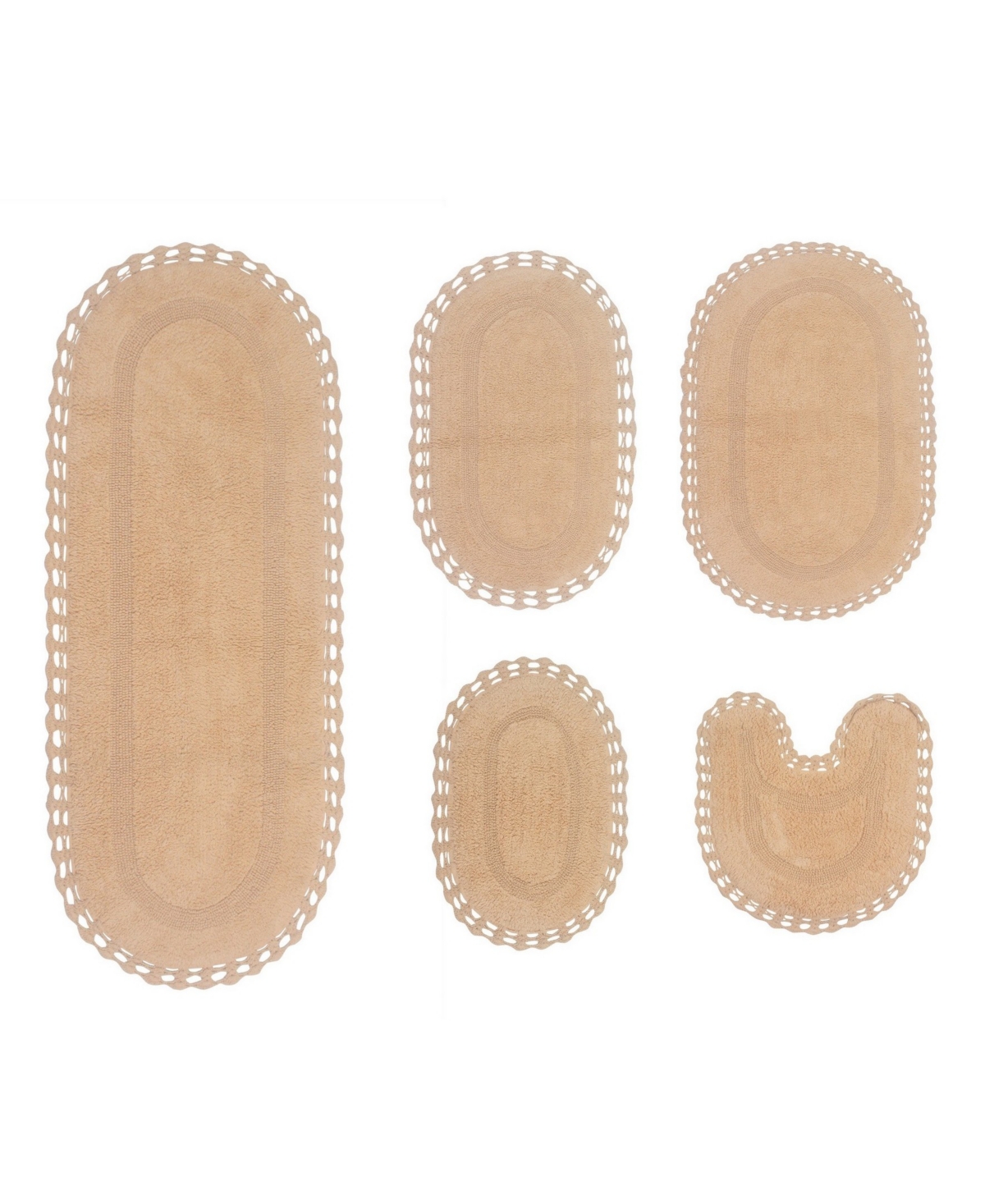 Home Weavers Hampton Crochet Reversible 5-Pc. Bath Rug Set - Linen