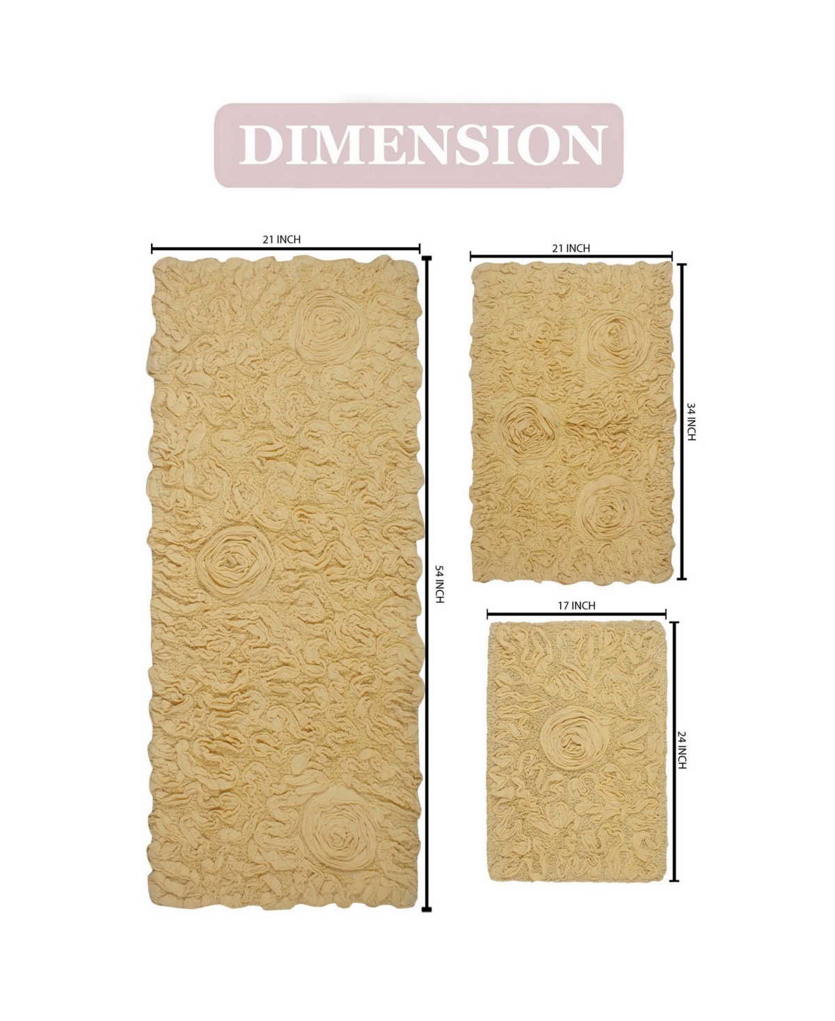 Home Weavers Bell Flower 3-pc. Bath Rug Set In Butter