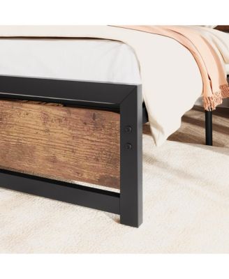 King Size  Metal/Wood  Headboard, Noise-Free, No Box Spring, Easy Assembly,Platform Bed Frame - Full