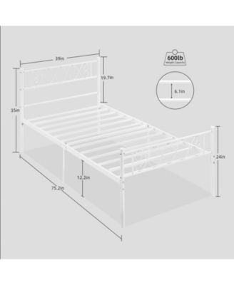 Twin Size Metal Platform Bed Frame with Headboard and Footboard, Heart Shaped Bed Frame